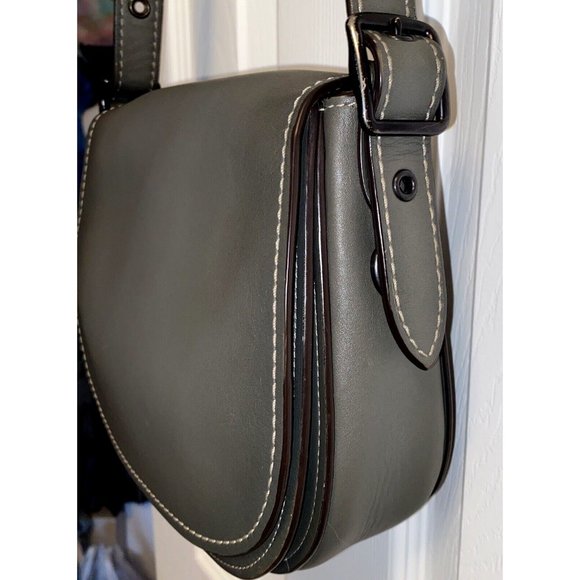 Genuine Coach Crossbody Saddle Bag No SD-20115 Gray Glove Tanned leather - Picture 3 of 12